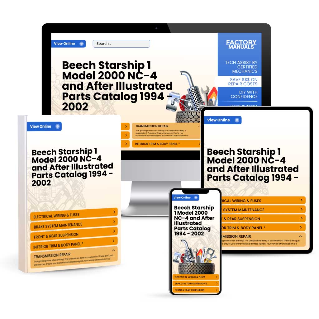 Beech Starship 1 Model 2000 NC-4 and After Illustrated Parts Catalog 1994 - 2002 122-590013-11B4