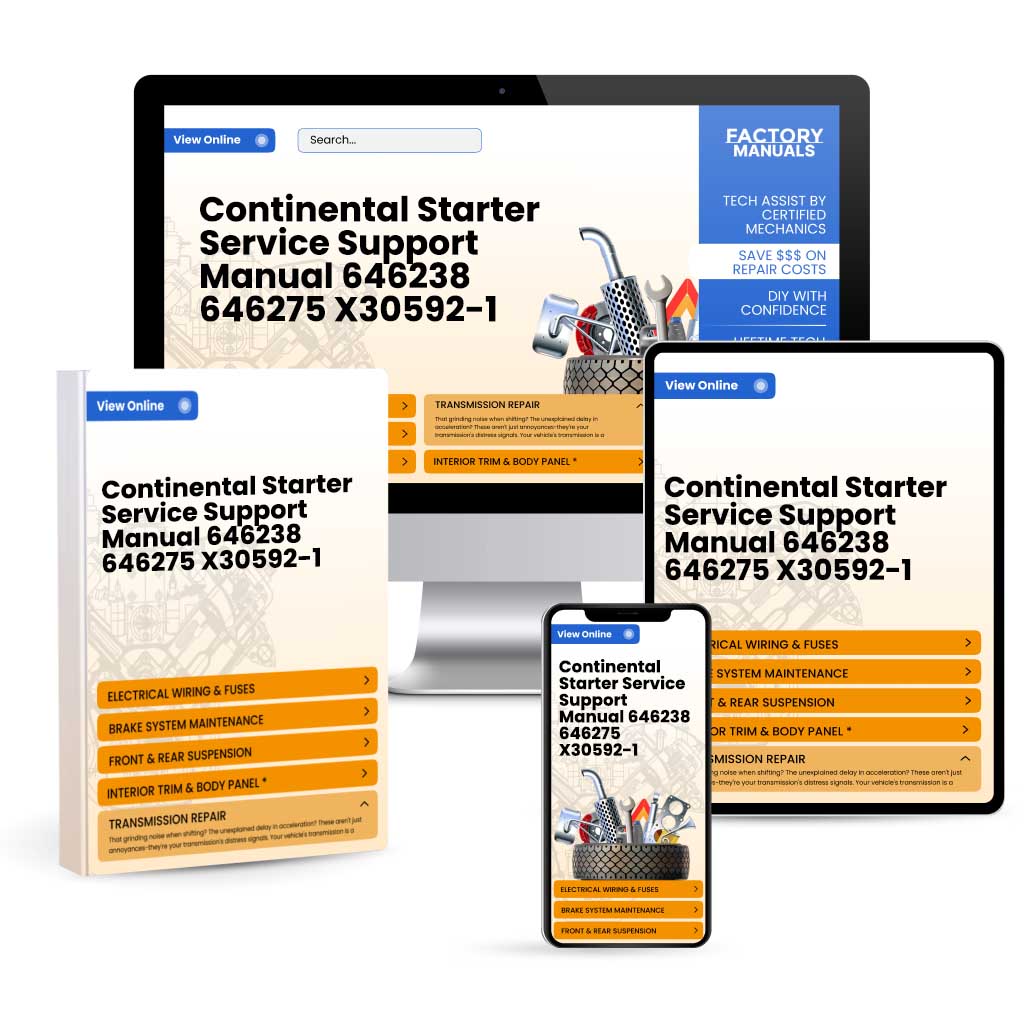 Continental Starter Service Support Manual 646238 646275 X30592-1