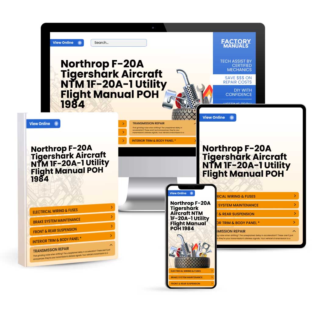 Northrop F-20A Tigershark Aircraft NTM 1F-20A-1 Utility Flight Manual/POH 1984